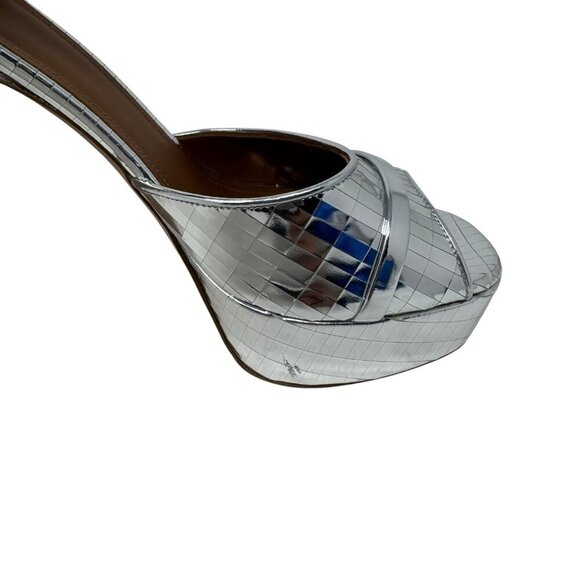 Malone Souliers Keaton Platform High Heel Sandals silver mirror size 38 8 disco - Picture 9 of 13